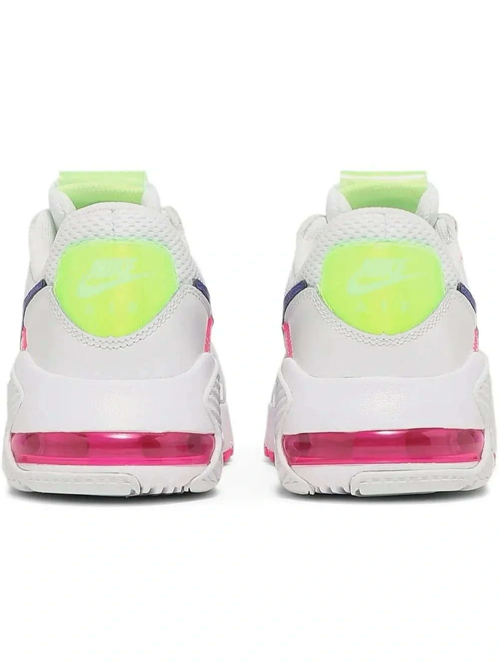 Nike Women's White Sneakers with Neon Green, Pink & Blue Accents